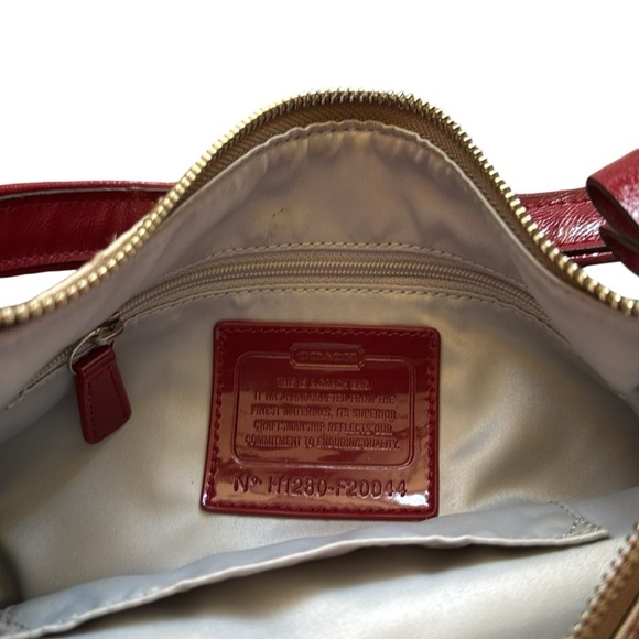 Coach Tan  and Red Y2K Poppy Mini Bag with Signature Style Vintage - Picture 6 of 10